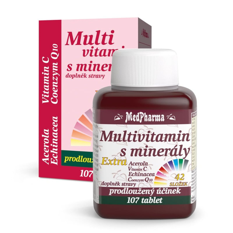 MedPharma Multivitamín s minerály 42 složek, extra C + Q10, 107 tablet
