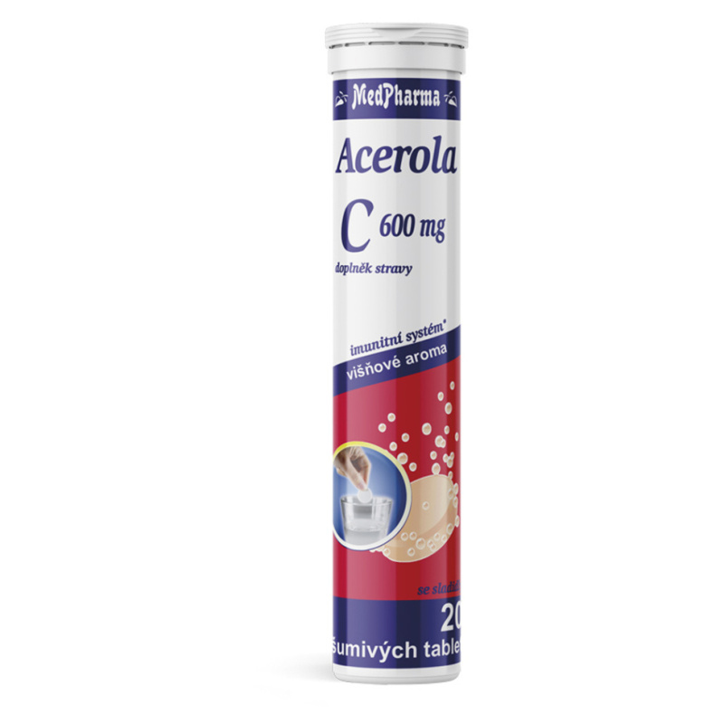 MedPharma Vitamín C 600 mg + Acerola 200 mg, 20 šumivých tablet