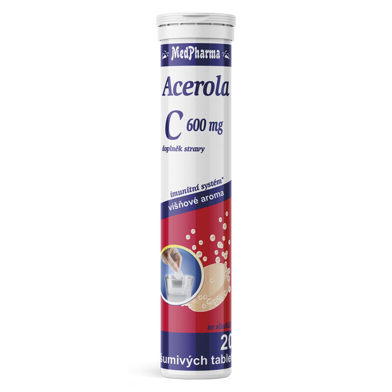 MedPharma Vitamín C 600 mg + Acerola 200 mg, 20 šumivých tablet
