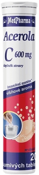 MedPharma Vitamín C 600 mg + Acerola 200 mg, 20 šumivých tablet