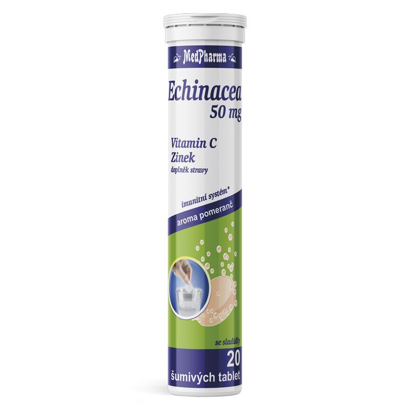 MedPharma Echinacea 50 mg + vitamín C + zinek, 20 šumivých tablet