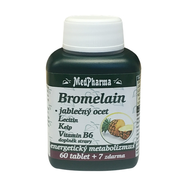 MedPharma Bromelain 300 mg + jablečný ocet + lecitin, 67 tablet