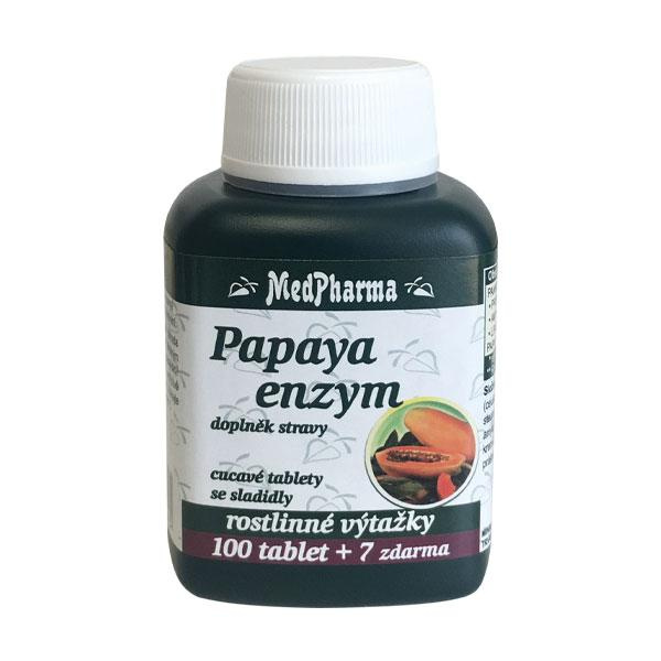 MedPharma Papaya enzym - cucavé pastilky bez cukru, 107 tablet