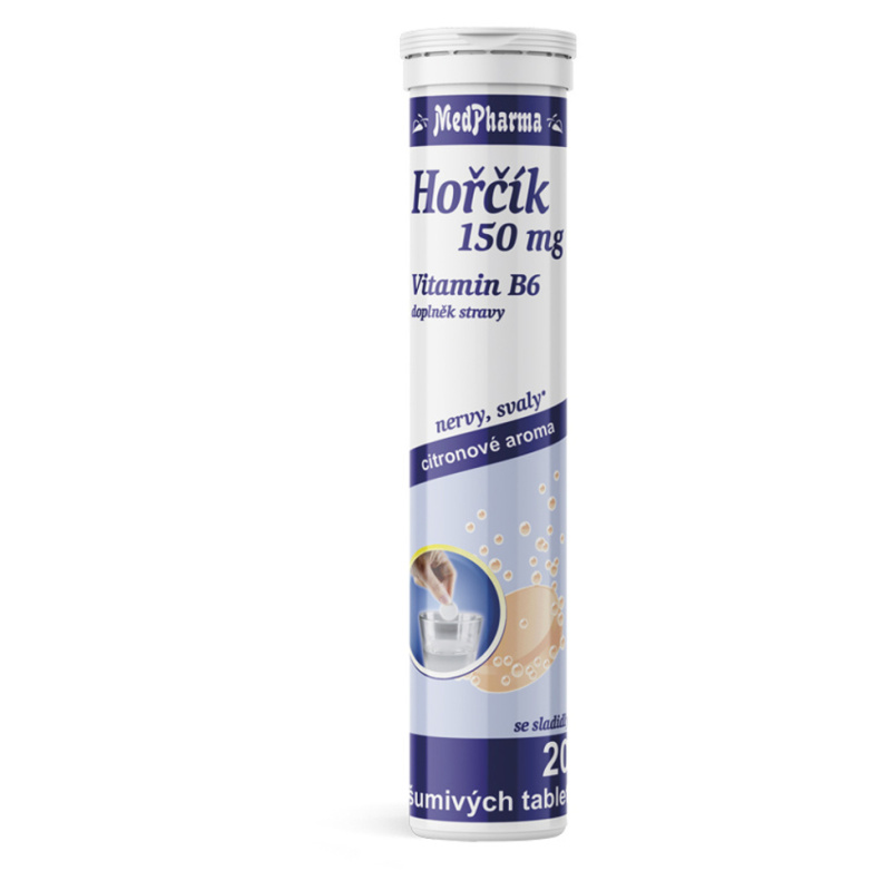 MedPharma Hořčík 150 mg + vitamín B6, 20 šumivých tablet