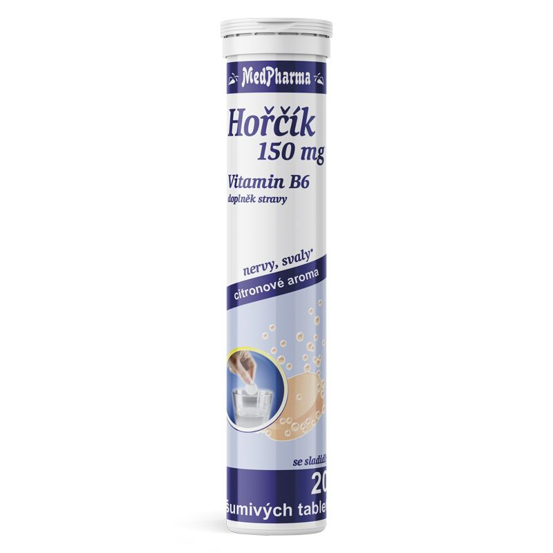 MedPharma Hořčík 150 mg + vitamín B6, 20 šumivých tablet