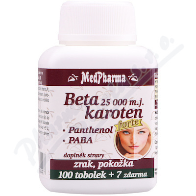 MedPharma Beta karoten 10 000 m.j. + panthenol + PABA, 107 tobolek