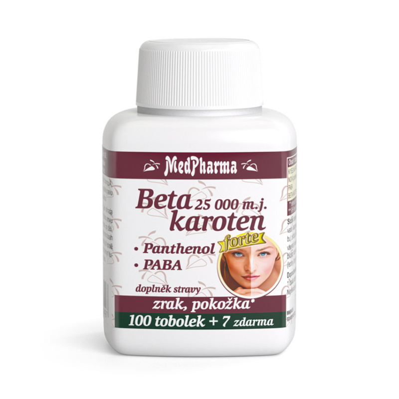 MedPharma Beta karoten 25 000 m.j. + Panthenol + PABA 107 kapslí