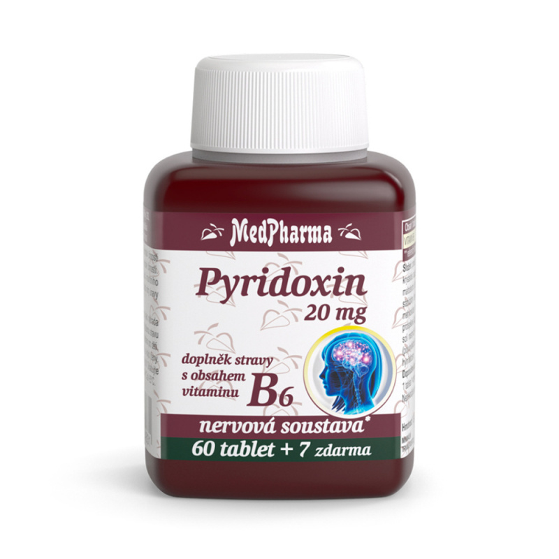 MedPharma Pyridoxin 20 mg – doplněk stravy s obsahem vitaminu B6, 67 tablet