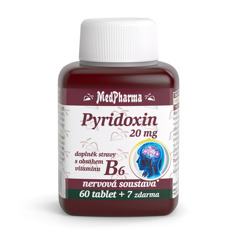 MedPharma Pyridoxin 20 mg – doplněk stravy s obsahem vitaminu B6, 67 tablet