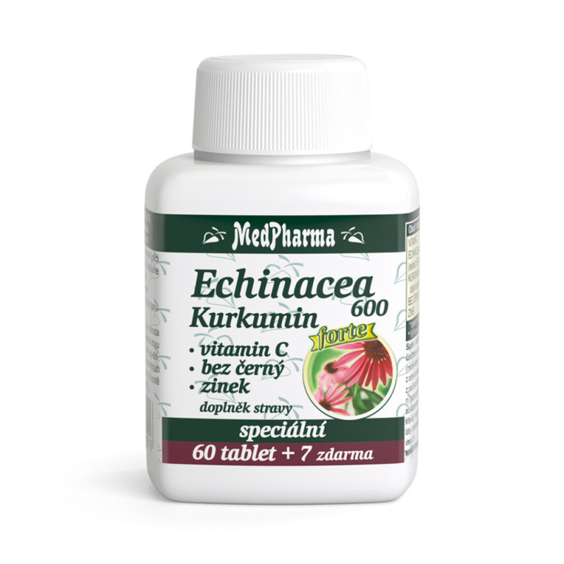 MedPharma Echinacea 600 Forte + kurkumin + vit. C + bez černý + zinek 67 tablet