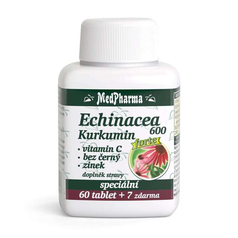 MedPharma Echinacea 600 Forte + kurkumin + vit. C + bez černý + zinek 67 tablet