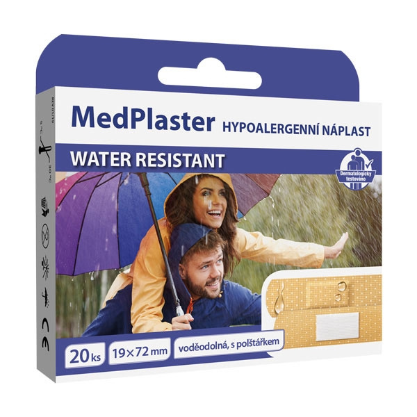MedPharma Náplast WATER RESISTANT s polštářkem, 20 ks 19x72 mm