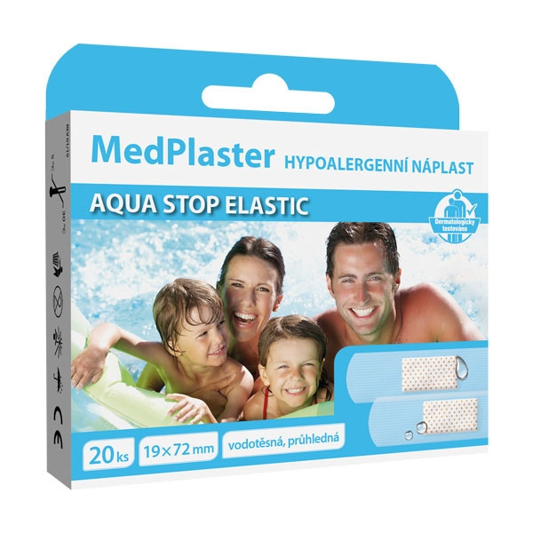 MedPharma Náplast AQUA STOP ELASTIC, vodotěsná, průhledná, 20 ks