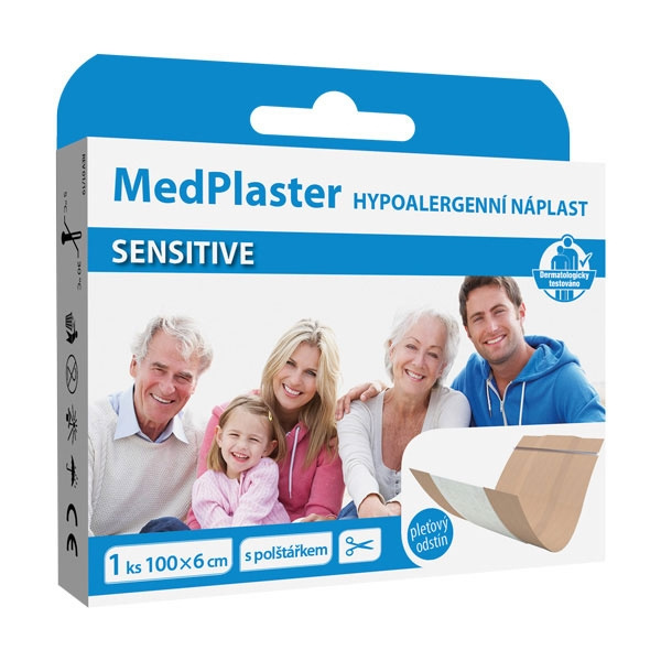 MedPharma Náplast SENSITIVE, s polštářkem, 1 ks 100x6 cm