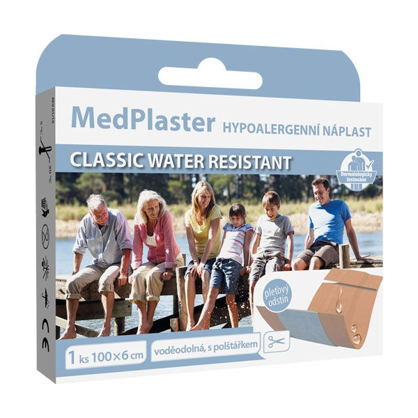 MedPharma Náplast CLASSIC WATER RESISTANT, voděodolná s polštářkem, 1 ks 100x6 cm