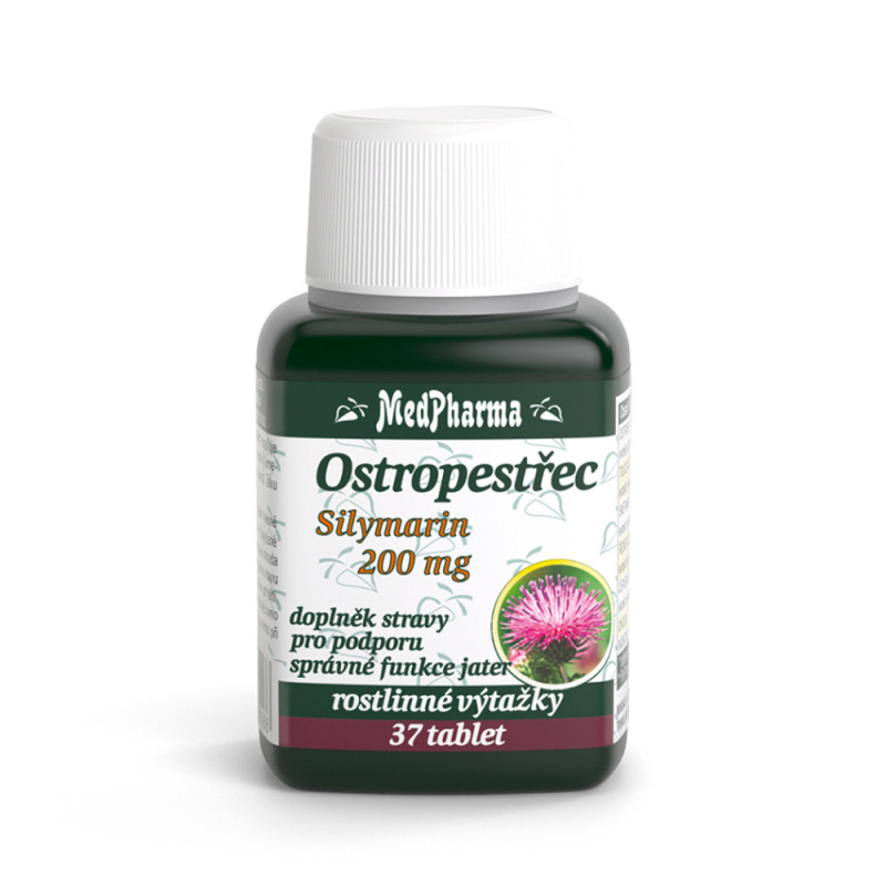 MedPharma Ostropestřec, silymarin 200 mg-37 tobolek