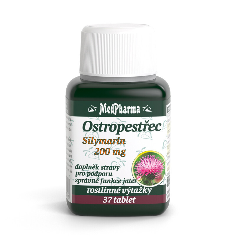 MedPharma Ostropestřec, silymarin 200 mg-37 tobolek