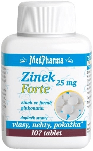 MedPharma Zinek 25 mg Forte ve formě glukonanu 107 tablet