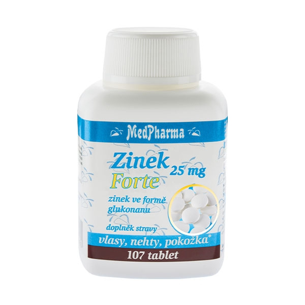 MedPharma Zinek 25 mg Forte ve formě glukonanu 107 tablet