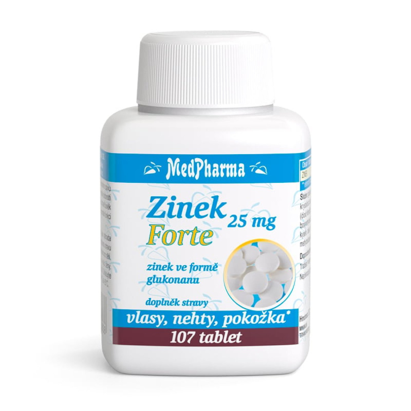 MedPharma Zinek 25 mg Forte ve formě glukonanu 107 tablet