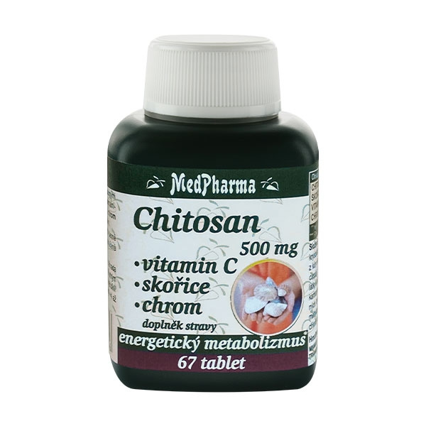 MedPharma Chitosan 500mg + vit.C + skořice + chrom 67 tablet