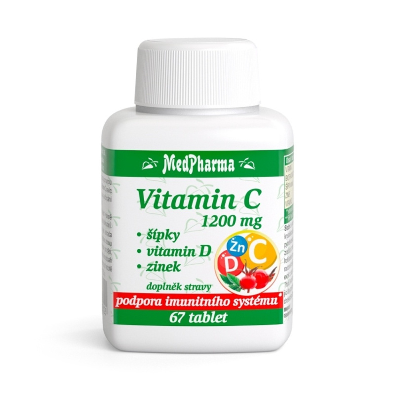 MedPharma Vitamin C 1200 mg – šípky, vitamin D, zinek, 67 tablet