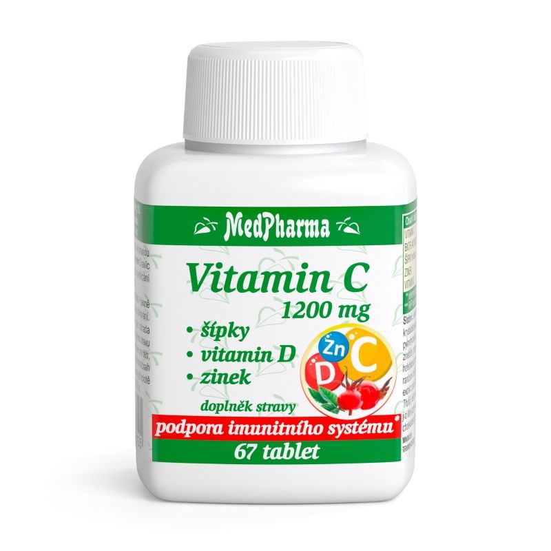 MedPharma Vitamin C 1200 mg – šípky, vitamin D, zinek, 67 tablet