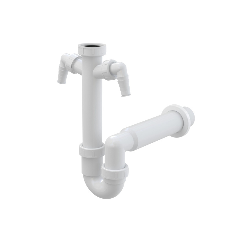 Alcadrain Sifon trubkový s převlečnou maticí 6/4" a dvěma přípojkami