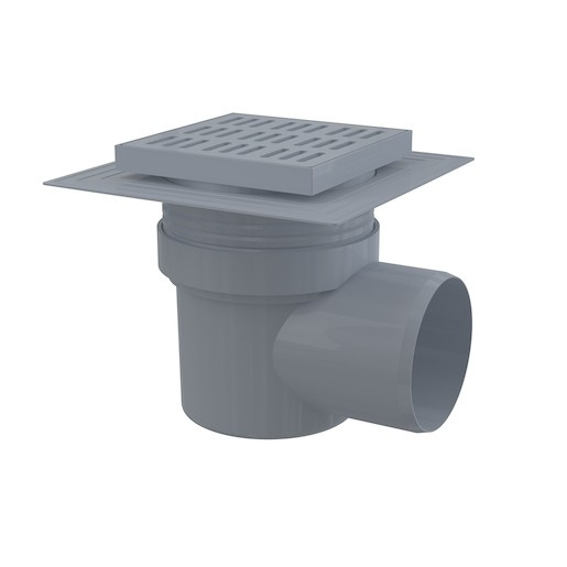Vpust podlahová Alca APV10 150×150 mm DN 100 boční plast mřížka