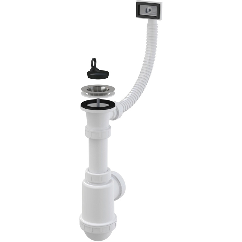 Sifon dřezový Alca A444 DN 50/40 s nerezovou mřížkou DN 70 a fl