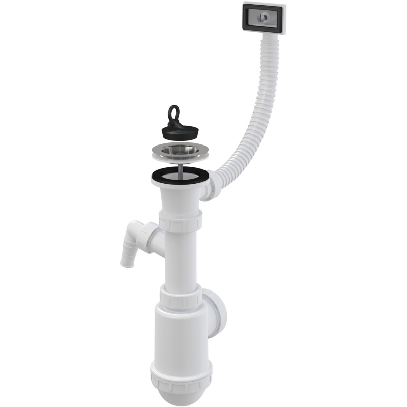 Sifon dřezový Alca A444P DN 50/40 s přípojkou a nerezovou mřížko