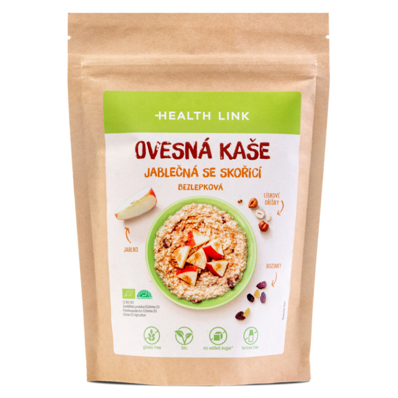 HEALTH LINK Ovesná kaše jablečná se skořicí BIO 300 g