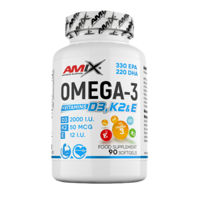 AMIX Omega 3 D3+K2+E, 90 kapslí