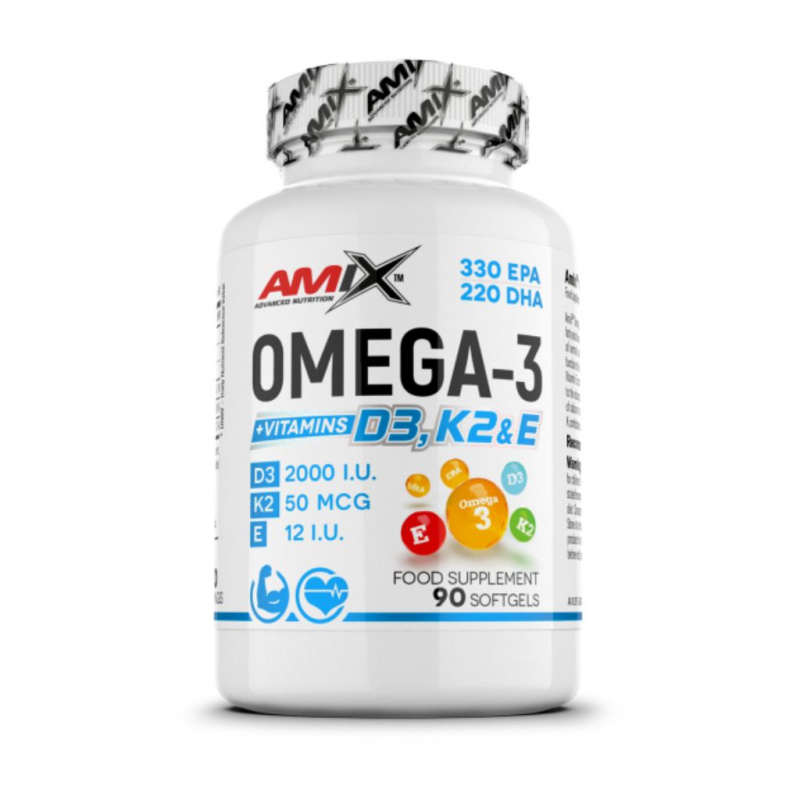 AMIX Omega 3 D3+K2+E, 90 kapslí