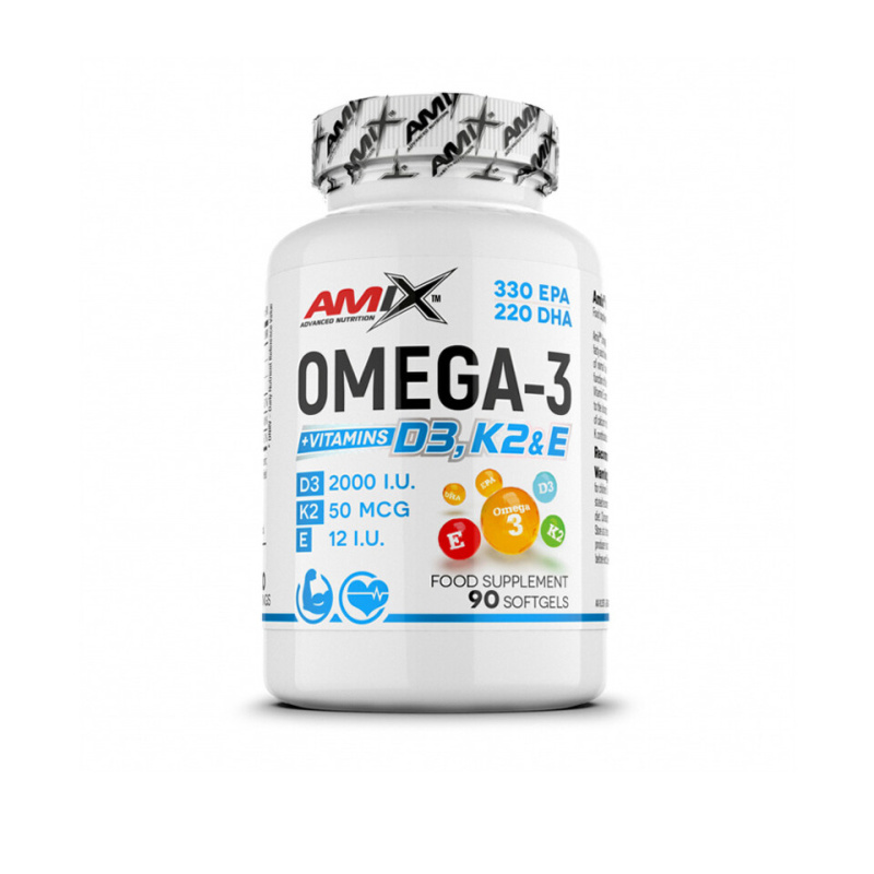 AMIX Omega 3 D3+K2+E, 90 kapslí