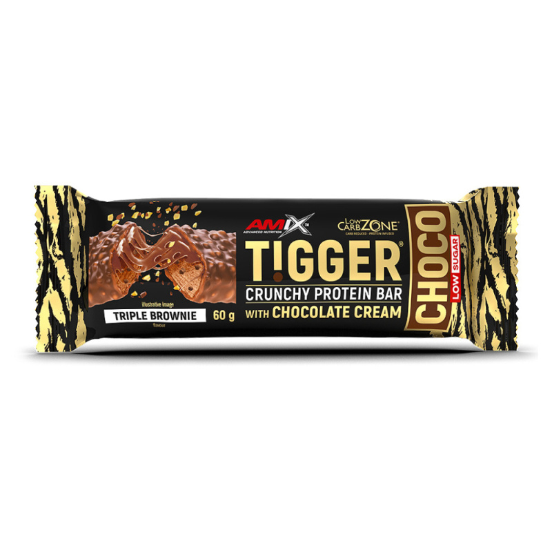 AMIX TiggerZero CHOCO Protein Bar, 60 g Příchuť: Triple Brownie