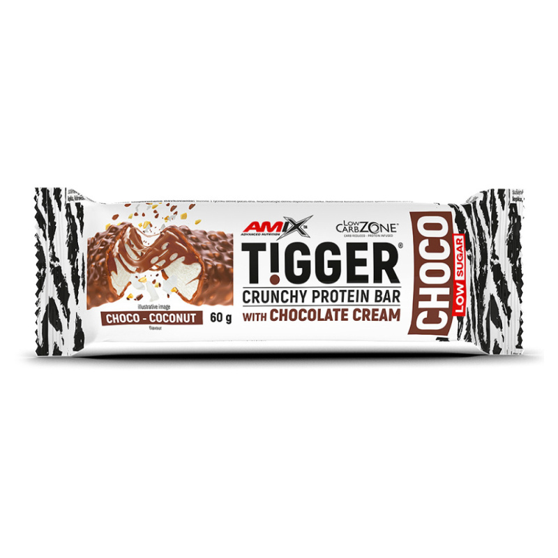 AMIX TiggerZero CHOCO Protein Bar, 60 g Příchuť: Čokoláda/Kokos
