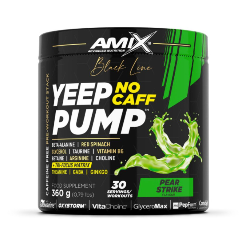 AMIX Black Line Yeep Pump No Caff - Bez kofeinu, 360 g Příchuť: Hruška