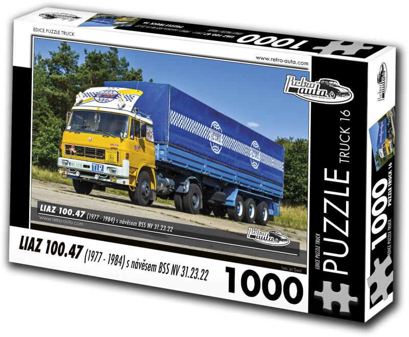 RETRO-AUTA Puzzle TRUCK č.16 Liaz 100.47 s návěsem BSS NV 31.23.22 (1977-1984) 1000 dílků
