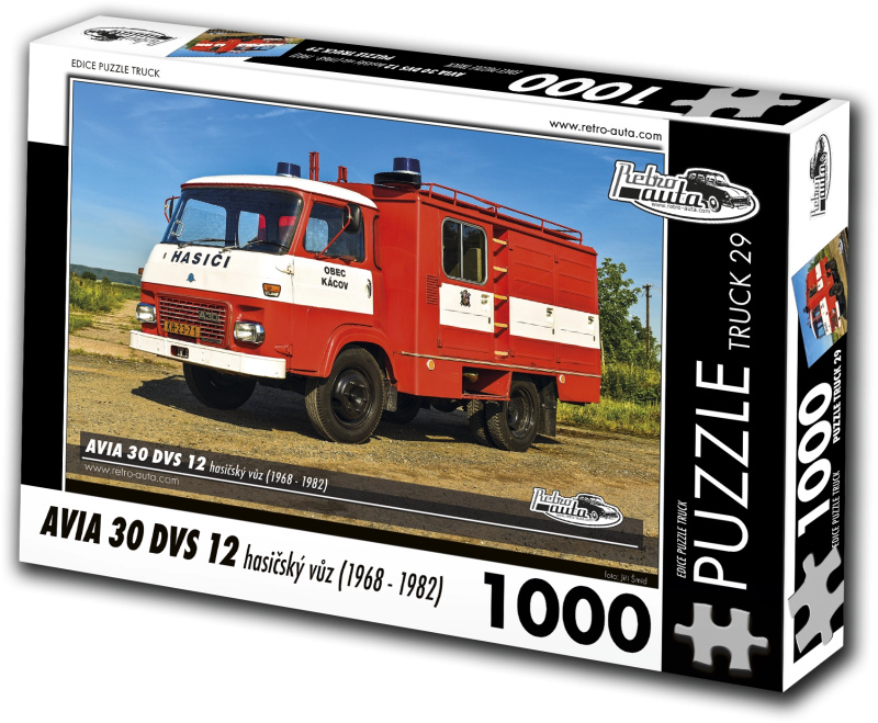 RETRO-AUTA Puzzle TRUCK č.29 AVIA 30 DVS 12 hasičský vůz (1968-1982) 1000 dílků