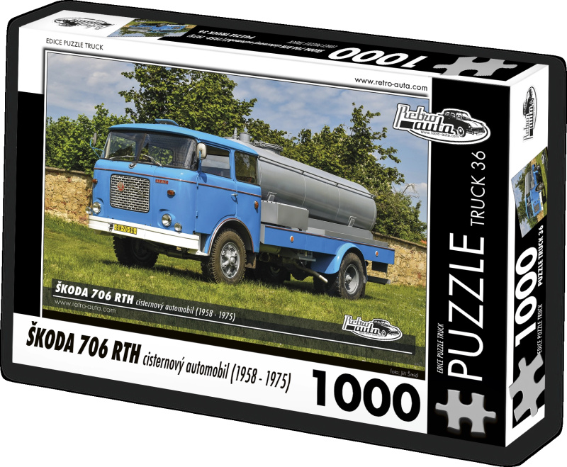 RETRO-AUTA Puzzle TRUCK č.36 Škoda 706 RTH cisternový automobil (1958 - 1975) 1000 dílků
