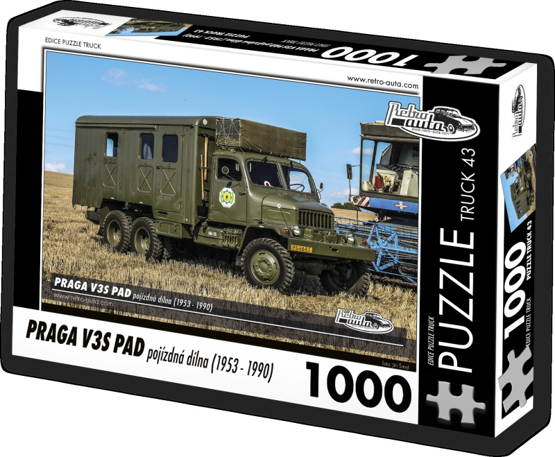 Puzzle Retro Auta - Praga V3S PAD pojízdná dílna (1953 - 1990) 1000 dílků