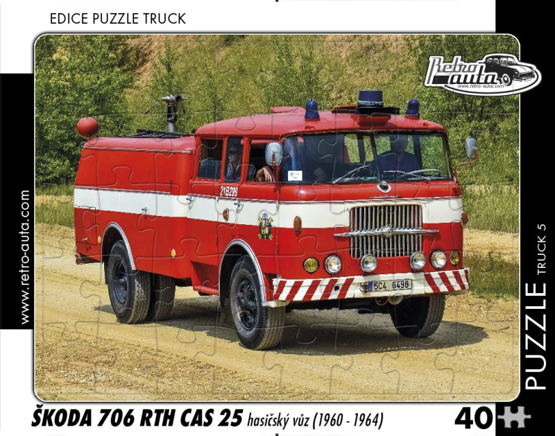 RETRO-AUTA TRUCK č.5 Škoda 706 RTH CAS 25 hasičský vůz 1960-1964 40 dílků
