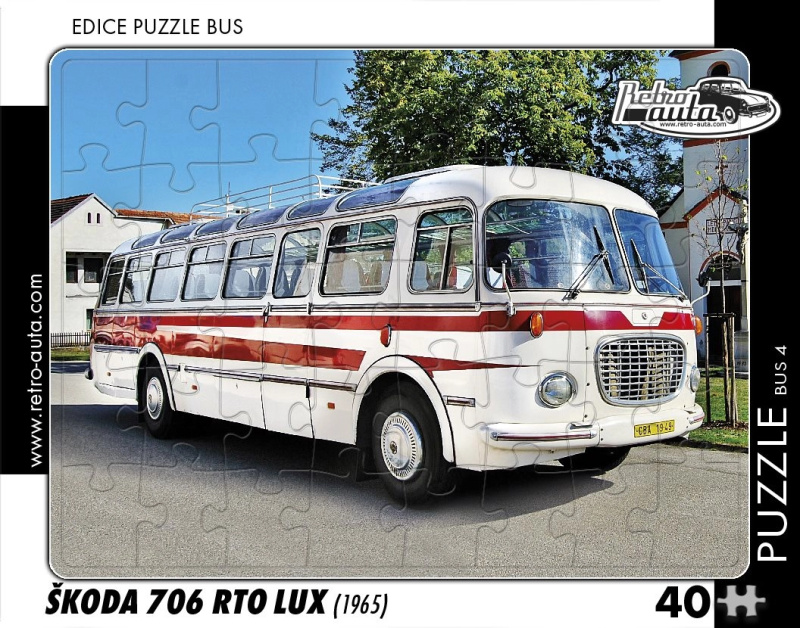 Puzzle retro autobus Škoda 706 RTO LUX 40 dílků