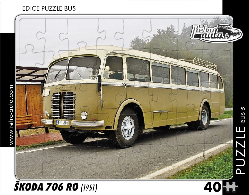 Puzzle retro autobus Škoda 706 RO 40 dílků