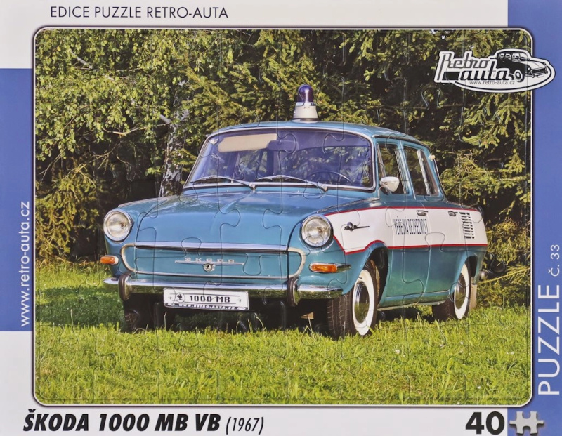 RETRO-AUTA Puzzle č.33 Škoda 1000 MB VB (1967) 40 dílků