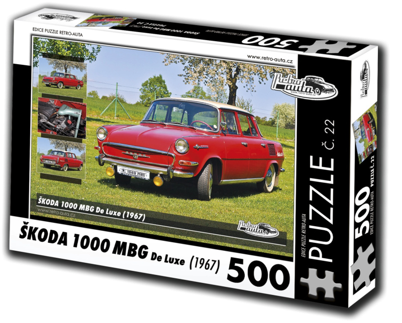 RETRO-AUTA Puzzle č. 22 Škoda 1000 MBG De Luxe (1967) 500 dílků