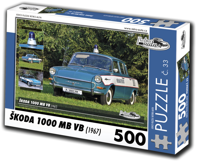 RETRO-AUTA Puzzle č. 33 Škoda 1000 MB VB (1967) 500 dílků