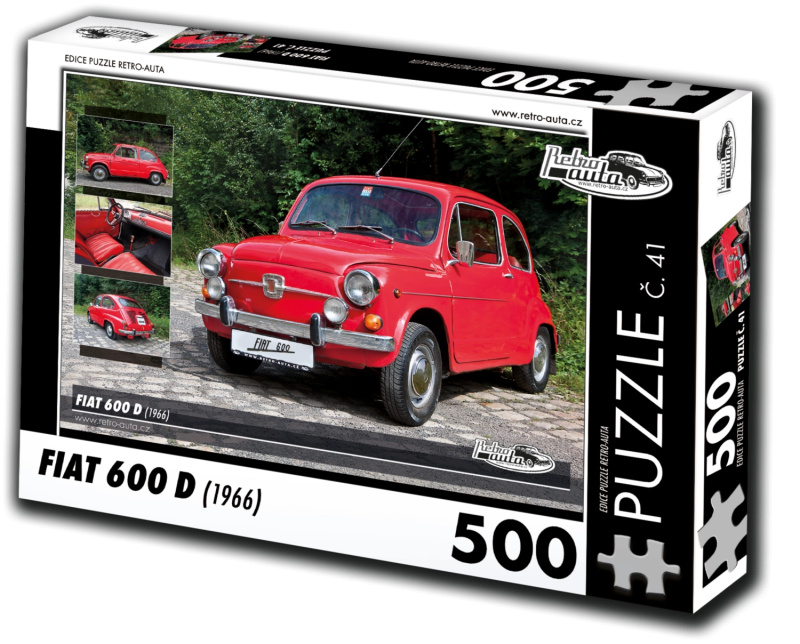 RETRO-AUTA Puzzle č. 41 Fiat 600 D (1966) 500 dílků