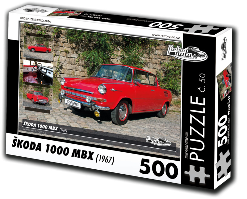 RETRO-AUTA Puzzle č. 50 Škoda 1000 MBX (1967) 500 dílků